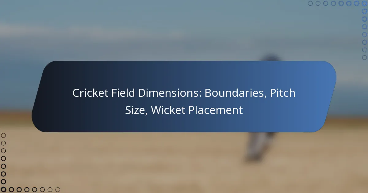 Cricket Field Dimensions: Boundaries, Pitch Size, Wicket Placement