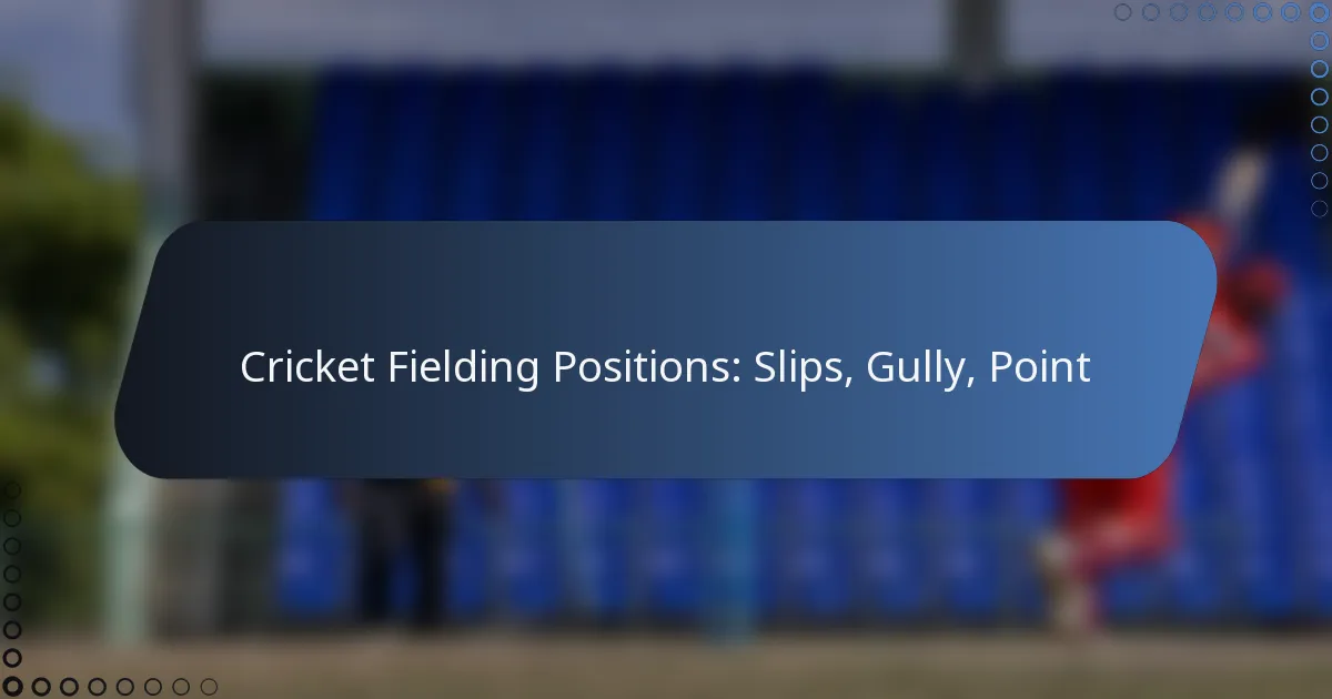 Cricket Fielding Positions: Slips, Gully, Point