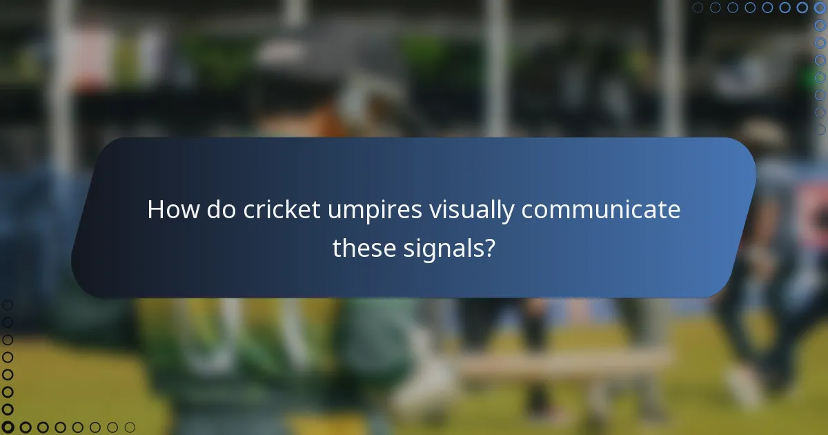 How do cricket umpires visually communicate these signals?